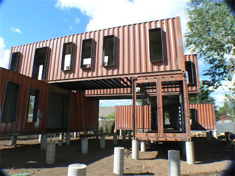 Maison de conteneur d'expédition de 2000 pieds carrés, construction en Arizona 1