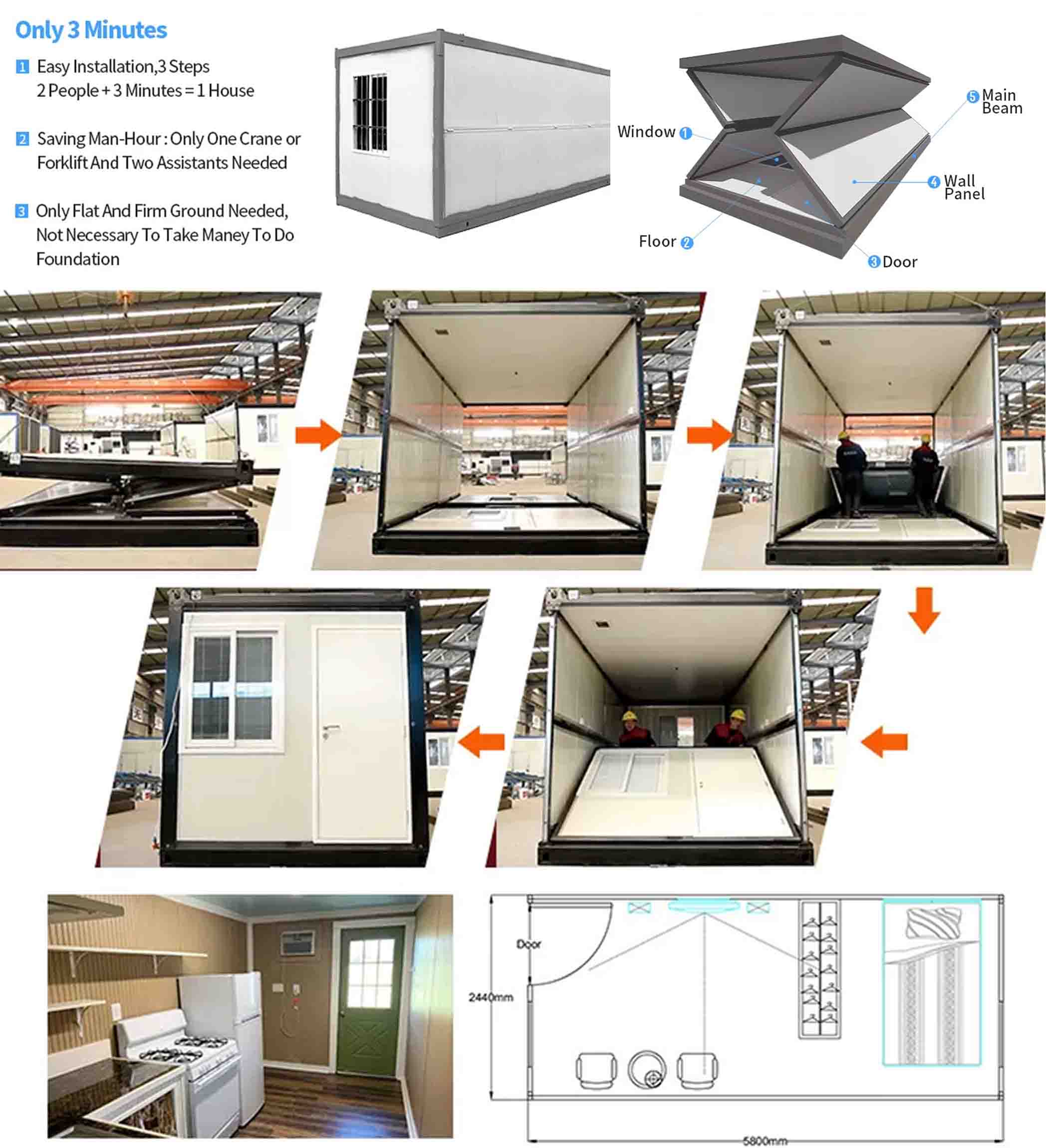 REFABRICATED HOME 20FT MOBILE CONTENEDOR